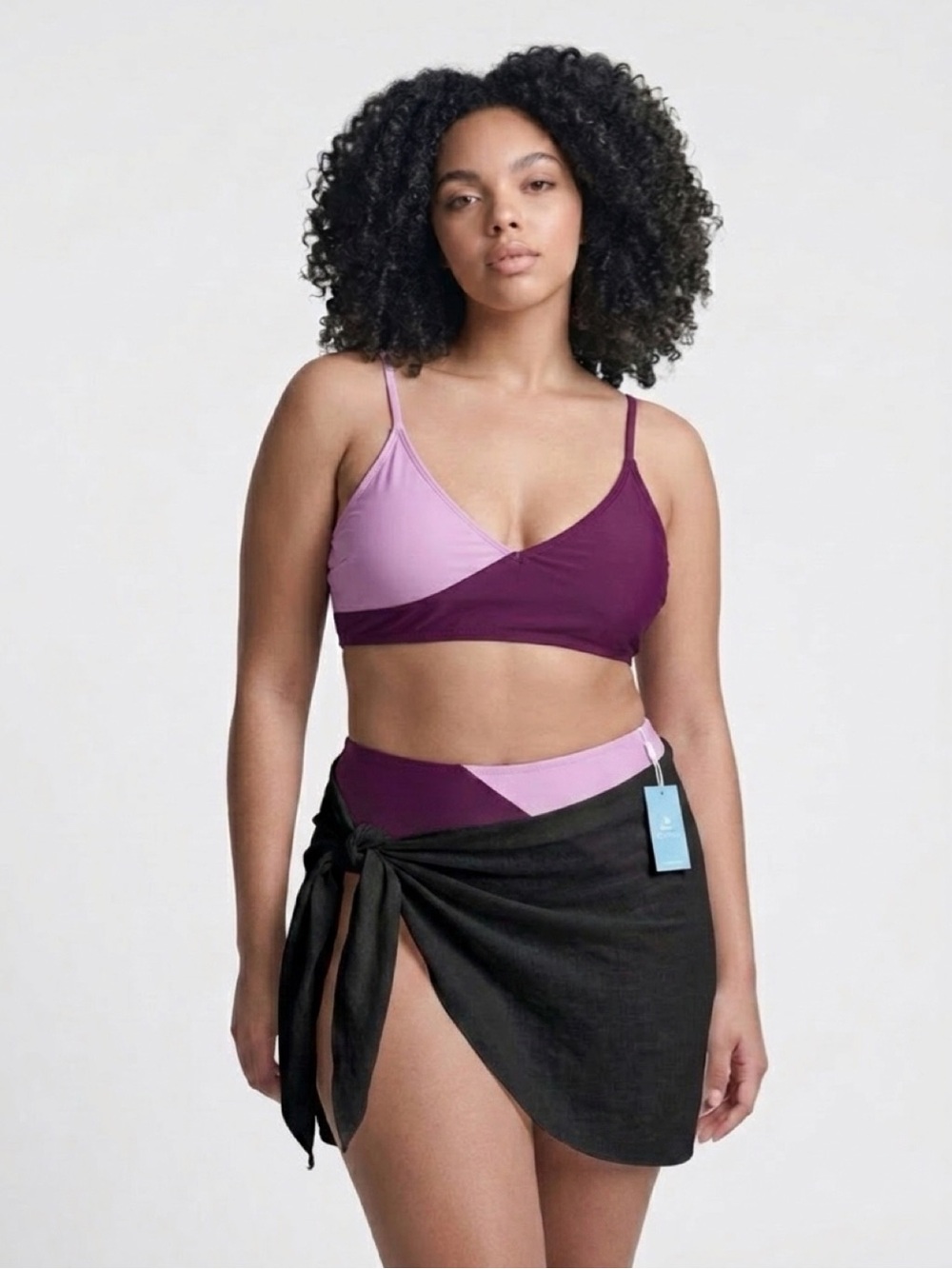 Cupshe Two-Tone Pink and Plum Colorblock Bikini Set